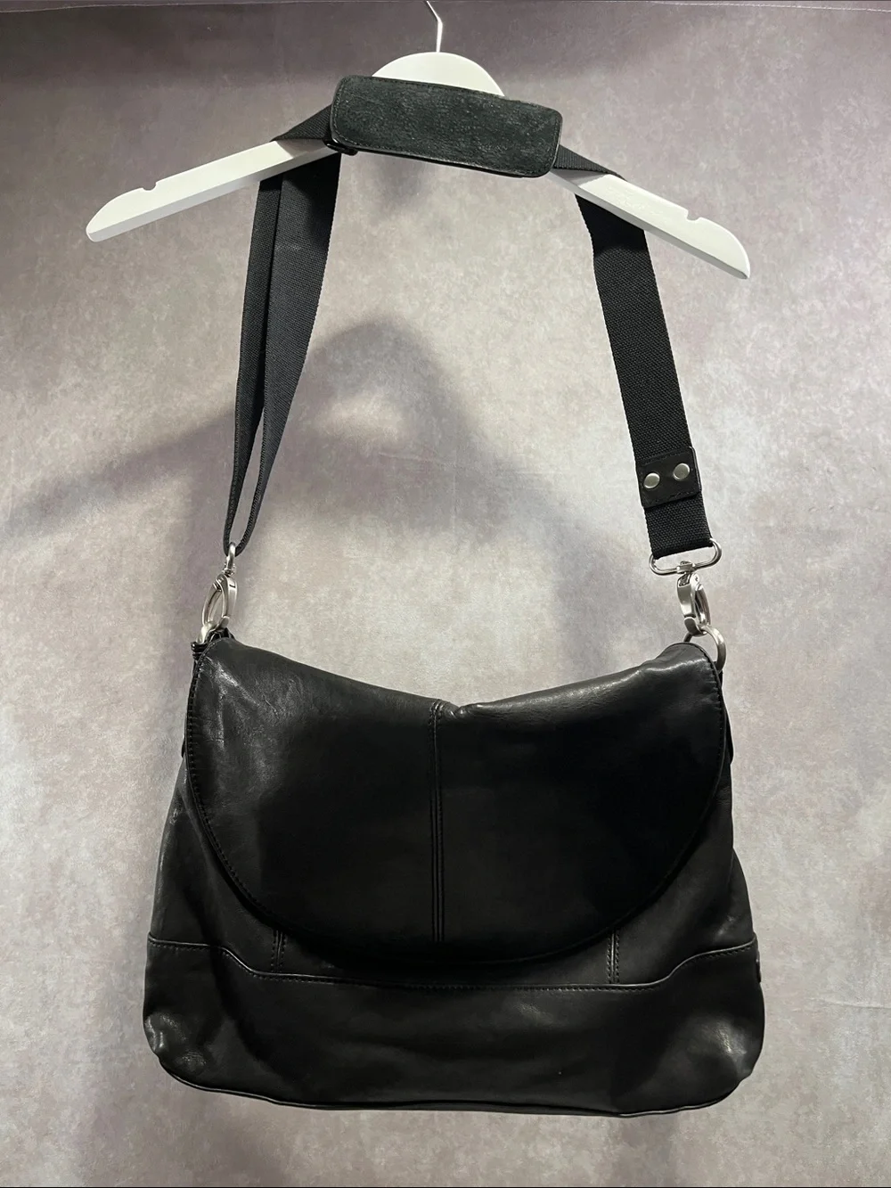 Ellington Black Leather Crossbody Bag - Women's Shoulder Purse Satchel